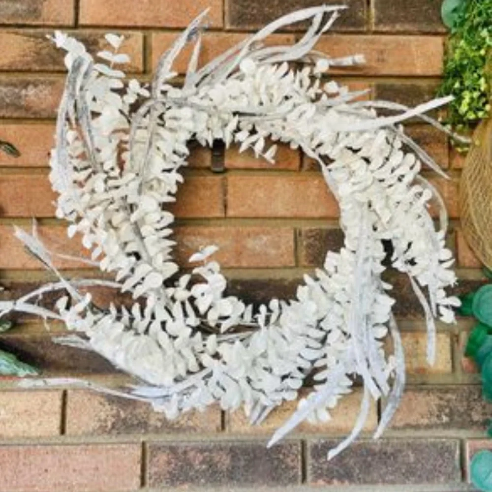 *Winter White Sparkle Eucalyptus Wreath